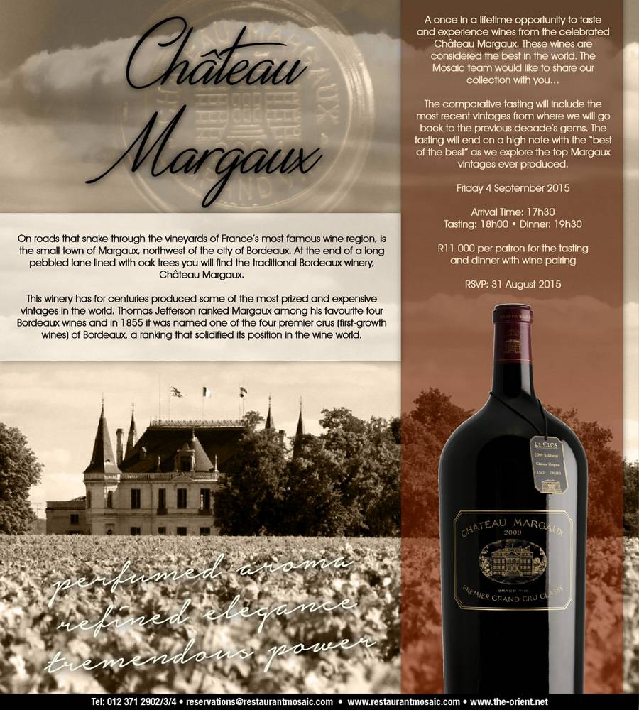 Château Margaux Gourmet Evening - 4 September 2015