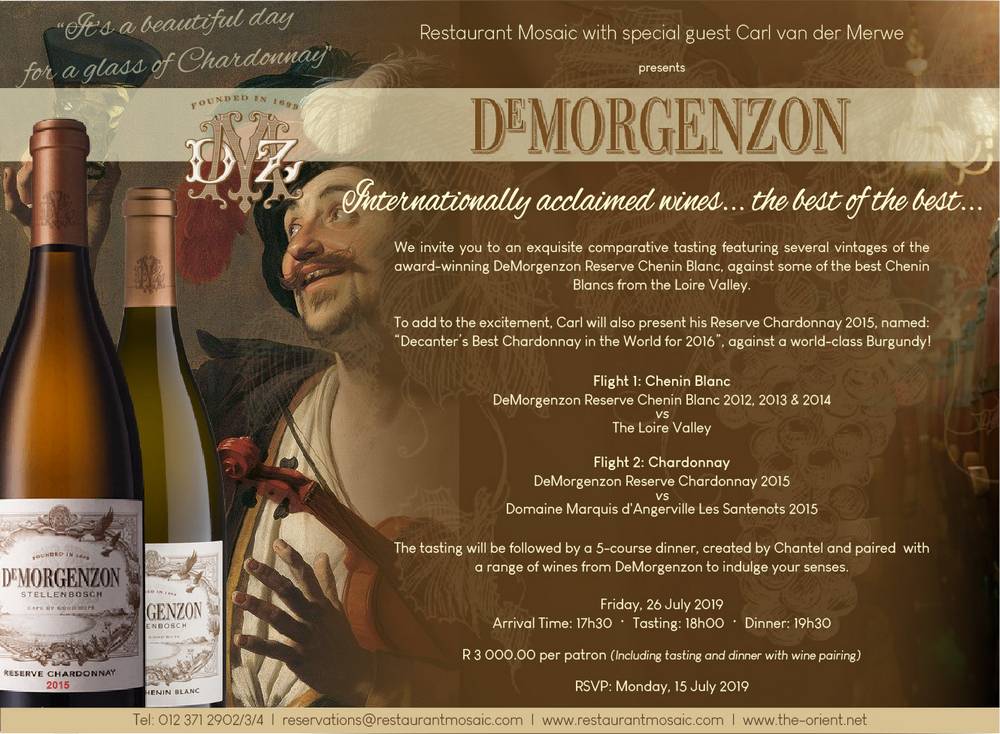 DeMorgenzon Gourmet Wine Tasting - Friday, 26 July 2019