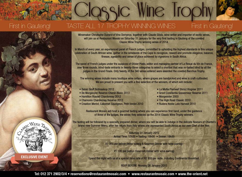 Classic Wine Trophy Gourment Tasting Event - 31 January 2015