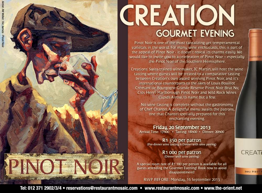 Gourmet Evening With Creation Wines - Friday 20 September 2013