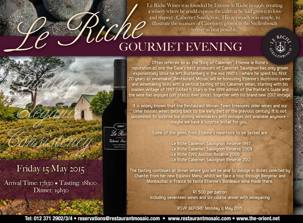 Le Riche Gourmet Evening - 15 May 2015