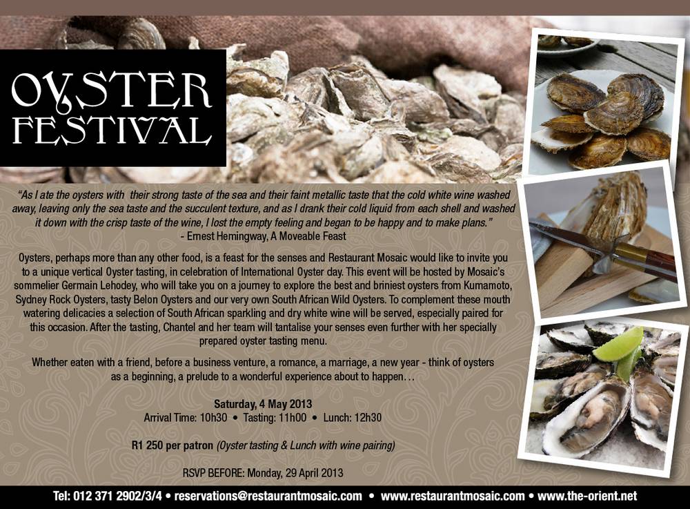 Celebrating International Oyster Day Saturday - 04 May 2013